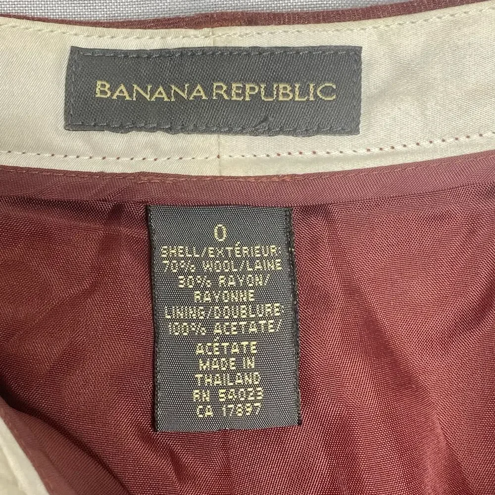 Banana Republic Deep Blush Burgundy Wool Wide Leg Dress Pants Size 0 0000
